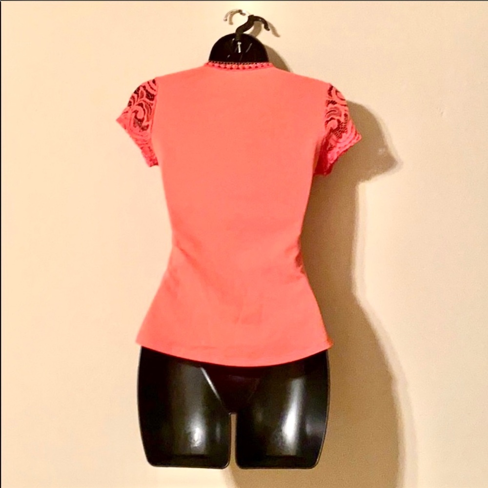 Beautiful Coral Lace Top, XS - Picture 2 of 3